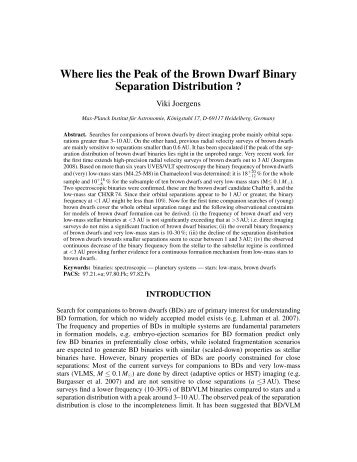 Where lies the Peak of the Brown Dwarf Binary Separation ...