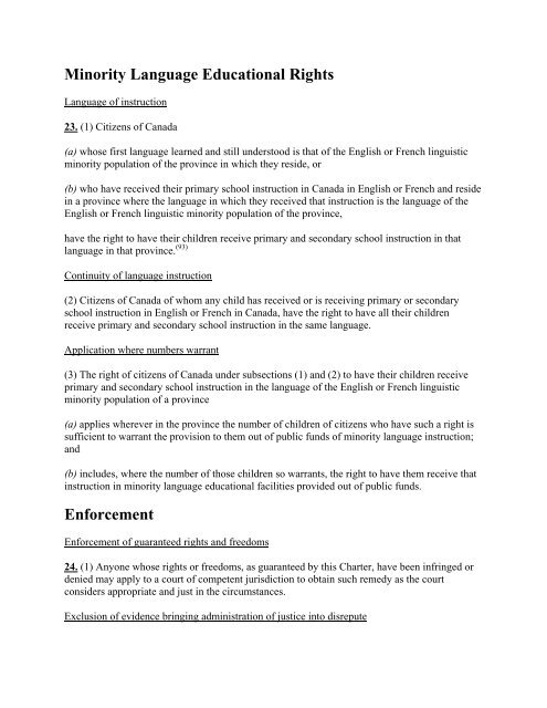 Canadian Charter of Rights and Freedoms