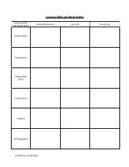 Learning Skills and Work Habits - Mrs. Bader's Classroom