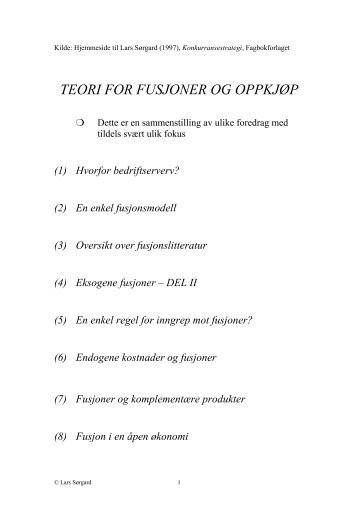 Teori for fusjoner og oppkjøp - Fagbokforlaget