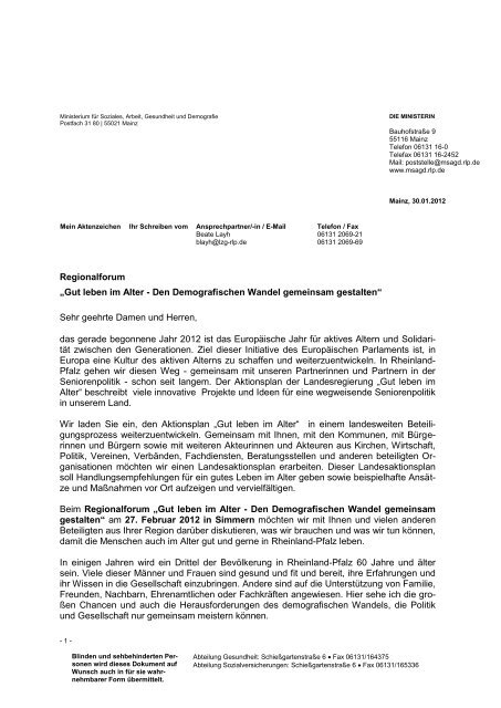 MASGFF - Externer Brief - Ministerium für Soziales, Arbeit ...