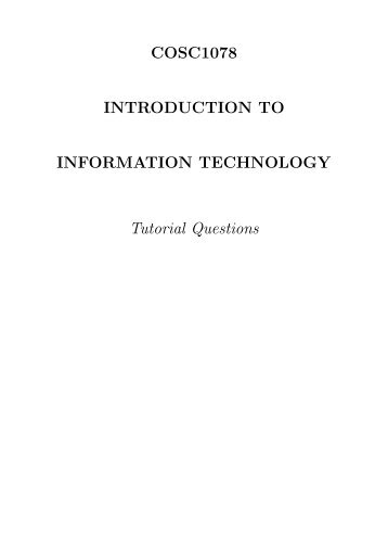 COSC1078 INTRODUCTION TO INFORMATION ... - RMIT University