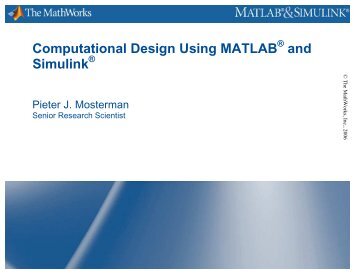 Computational Design Using MATLAB and Simulink - MSDL