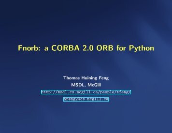 Fnorb: a CORBA 2.0 ORB for Python - MSDL