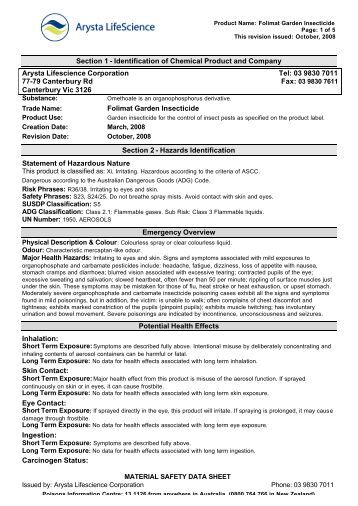 Yates Confidor Lawn and Garden Insecticide MSDS Yates Confidor Lawn and Garden Insecticide MSDS