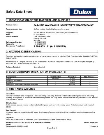 walpamur inside waterbased paint (64a-line) - MSDS