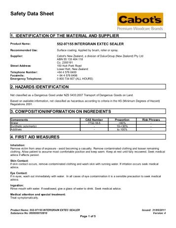 intergrain extec sealer - MSDS