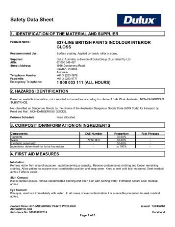 british paints incolour interior gloss - MSDS