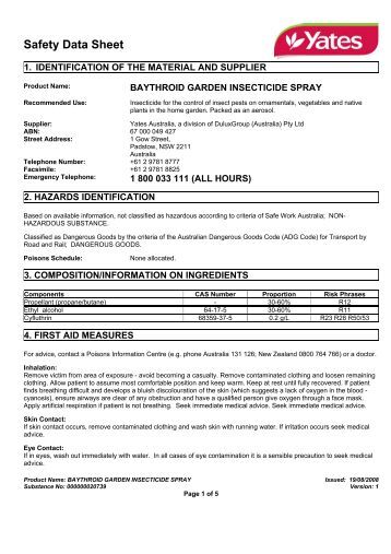 Yates Confidor Lawn and Garden Insecticide MSDS Yates Confidor Lawn and Garden Insecticide MSDS