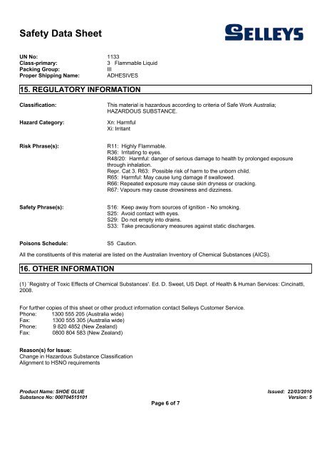 SHOE GLUE - MSDS