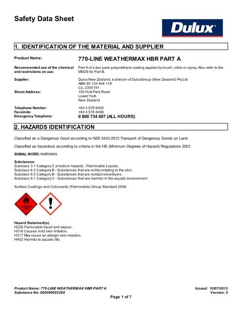 Weathermax Hbr Part A Msds