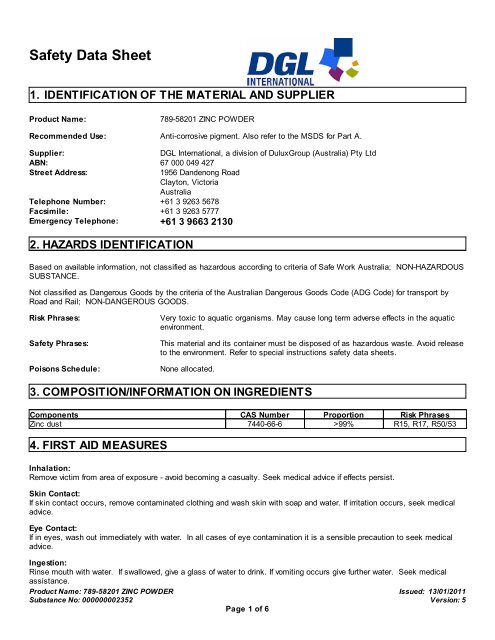 Zinc Powder Msds Zinc Powder Msds