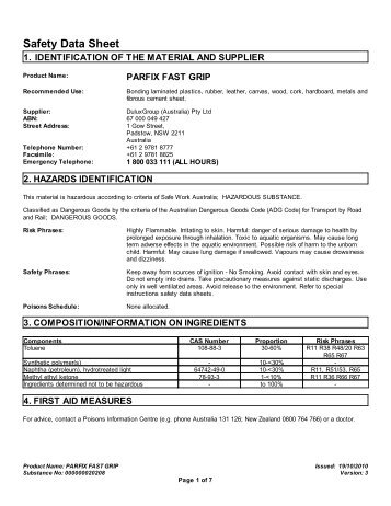 parfix fast grip - MSDS