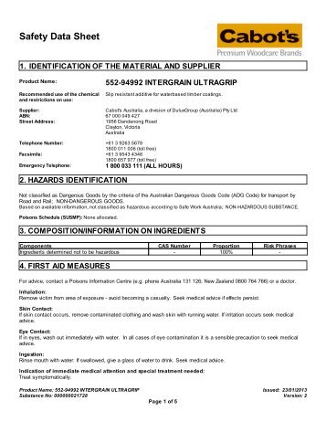 intergrain ultragrip - MSDS