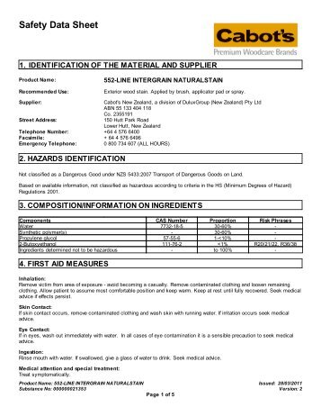 intergrain naturalstain (552-line) - MSDS