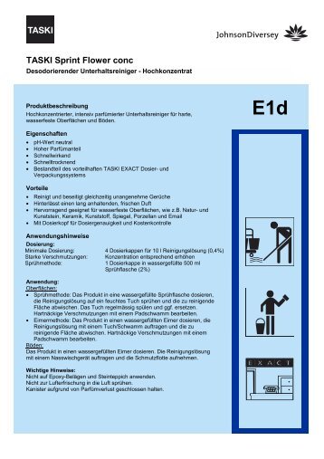 E1d TASKI Sprint Flower conc - Diversey
