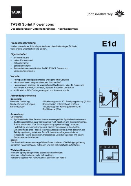 E1d TASKI Sprint Flower conc - Diversey
