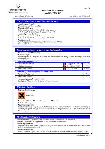 Sicherheitsdatenblatt - Diversey