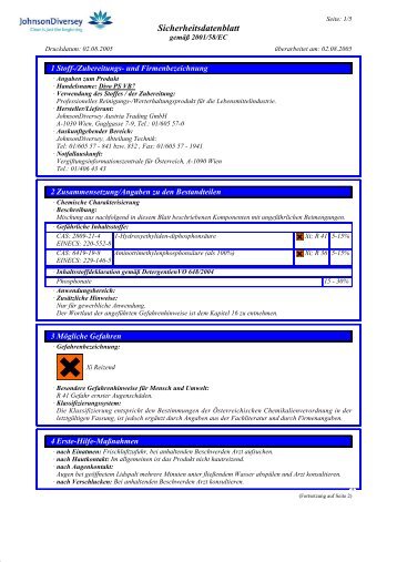 Sicherheitsdatenblatt - Diversey