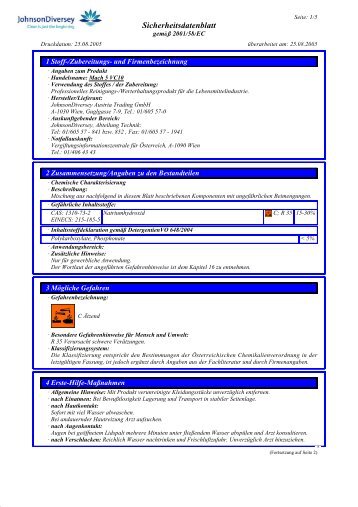 Sicherheitsdatenblatt - Diversey