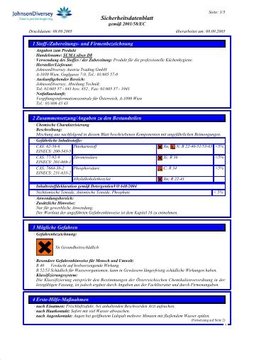 Sicherheitsdatenblatt - Diversey