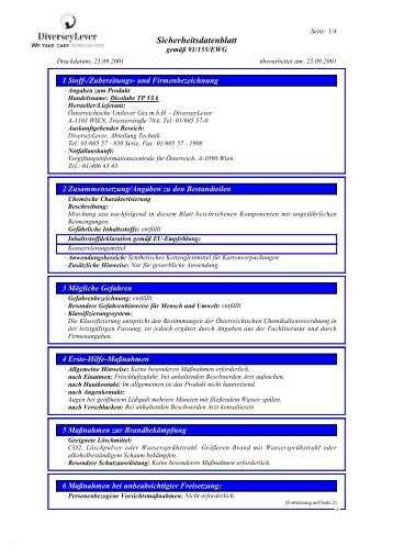 Sicherheitsdatenblatt - Diversey