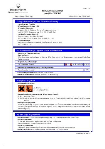 Sicherheitsdatenblatt - Diversey