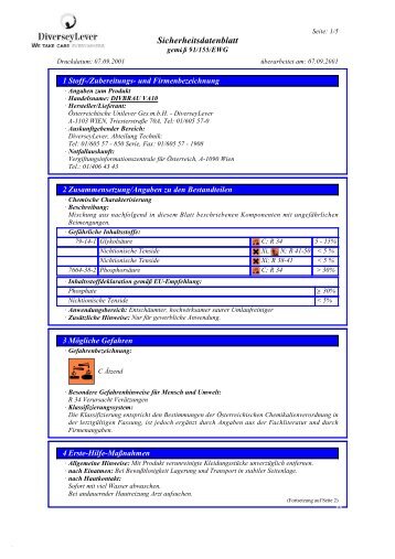 Sicherheitsdatenblatt - Diversey