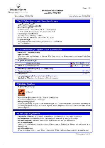 Sicherheitsdatenblatt - Diversey