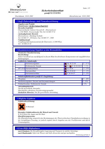 Sicherheitsdatenblatt - Diversey