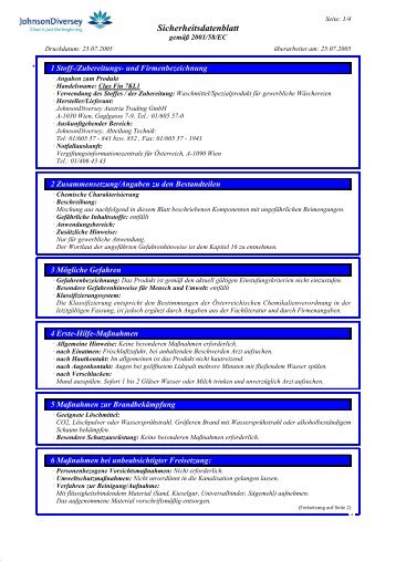 Sicherheitsdatenblatt - Diversey