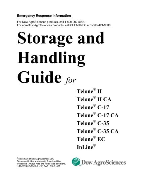 Telone Bulk Storage Handling Guide The Dow Chemical Company