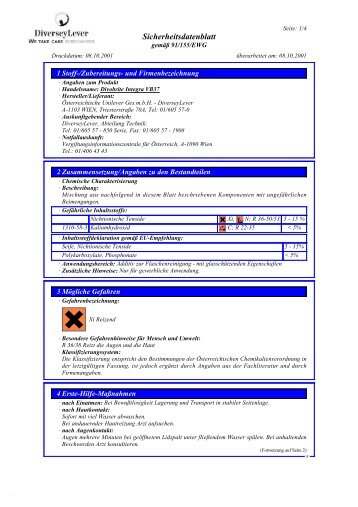 Sicherheitsdatenblatt - Diversey