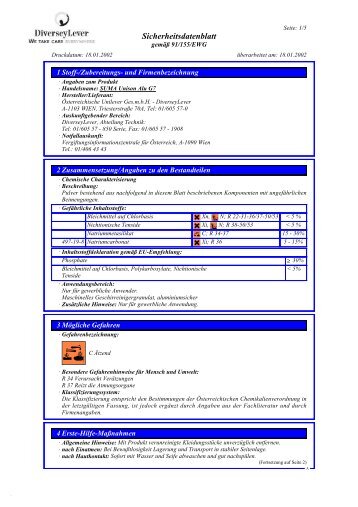 Sicherheitsdatenblatt - Diversey