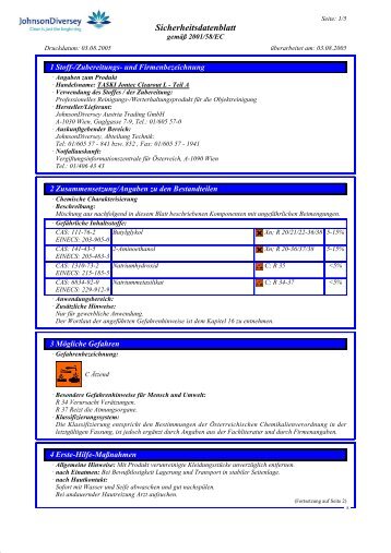 Sicherheitsdatenblatt - Diversey