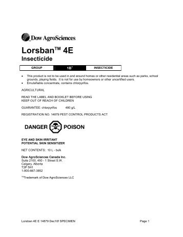 LorsbanTM 4E Insecticide - The Dow Chemical Company