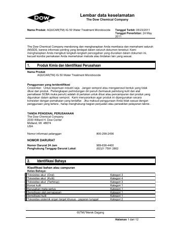 Lembar data keselamatan - The Dow Chemical Company