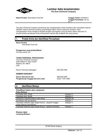 Lembar data keselamatan - The Dow Chemical Company