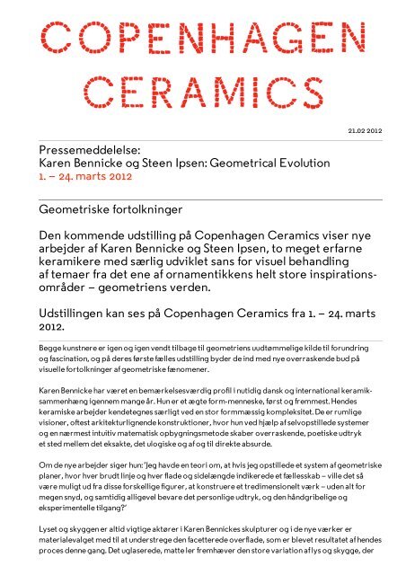 Karen Bennicke og Steen Ipsen - Copenhagen Ceramics