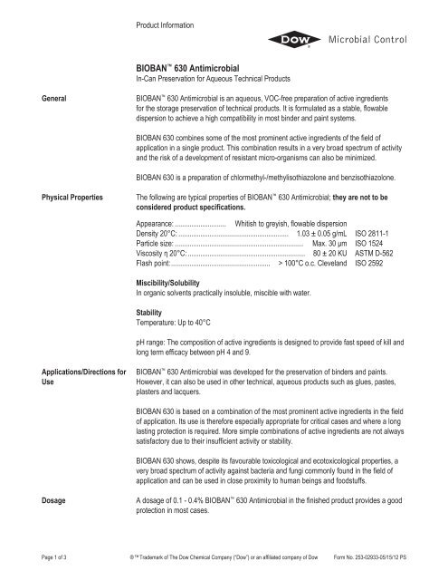 BIOBAN™ 630 Antimicrobial - The Dow Chemical Company