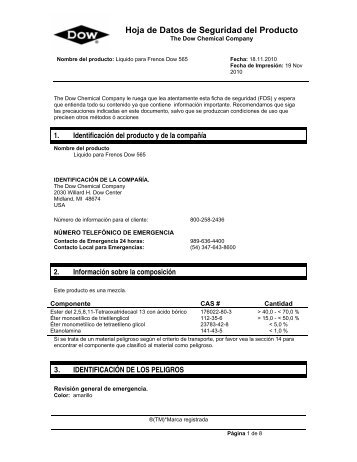 Hoja de Datos de Seguridad del Producto - The Dow Chemical ...