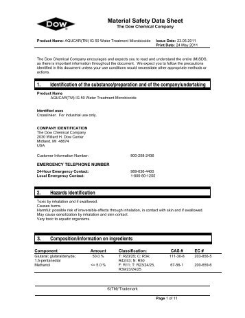 Material Safety Data Sheet - The Dow Chemical Company