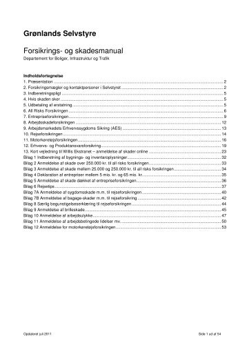 Forsikrings- og skadesmanual fra Ejendoms - Nanuaraq - Nanoq
