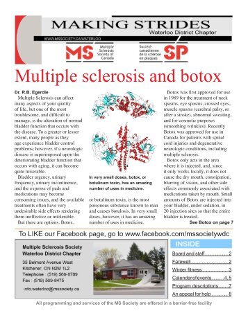 Multiple sclerosis and botox - Multiple Sclerosis Society of Canada