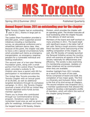 Winter/Spring 2012 - Multiple Sclerosis Society of Canada