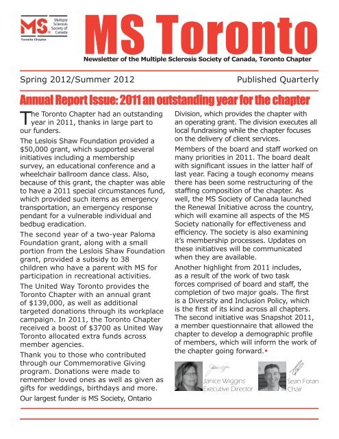 Winter/Spring 2012 - Multiple Sclerosis Society of Canada