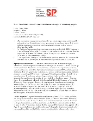 Titre : Insuffisance veineuse céphalorachidienne chronique et ...