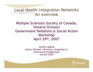 LHINs Overview - Multiple Sclerosis Society of Canada