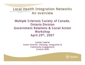 LHINs Overview - Multiple Sclerosis Society of Canada