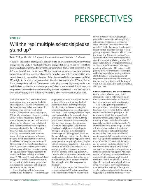 PERSPECTIVES - Multiple Sclerosis Society of Canada